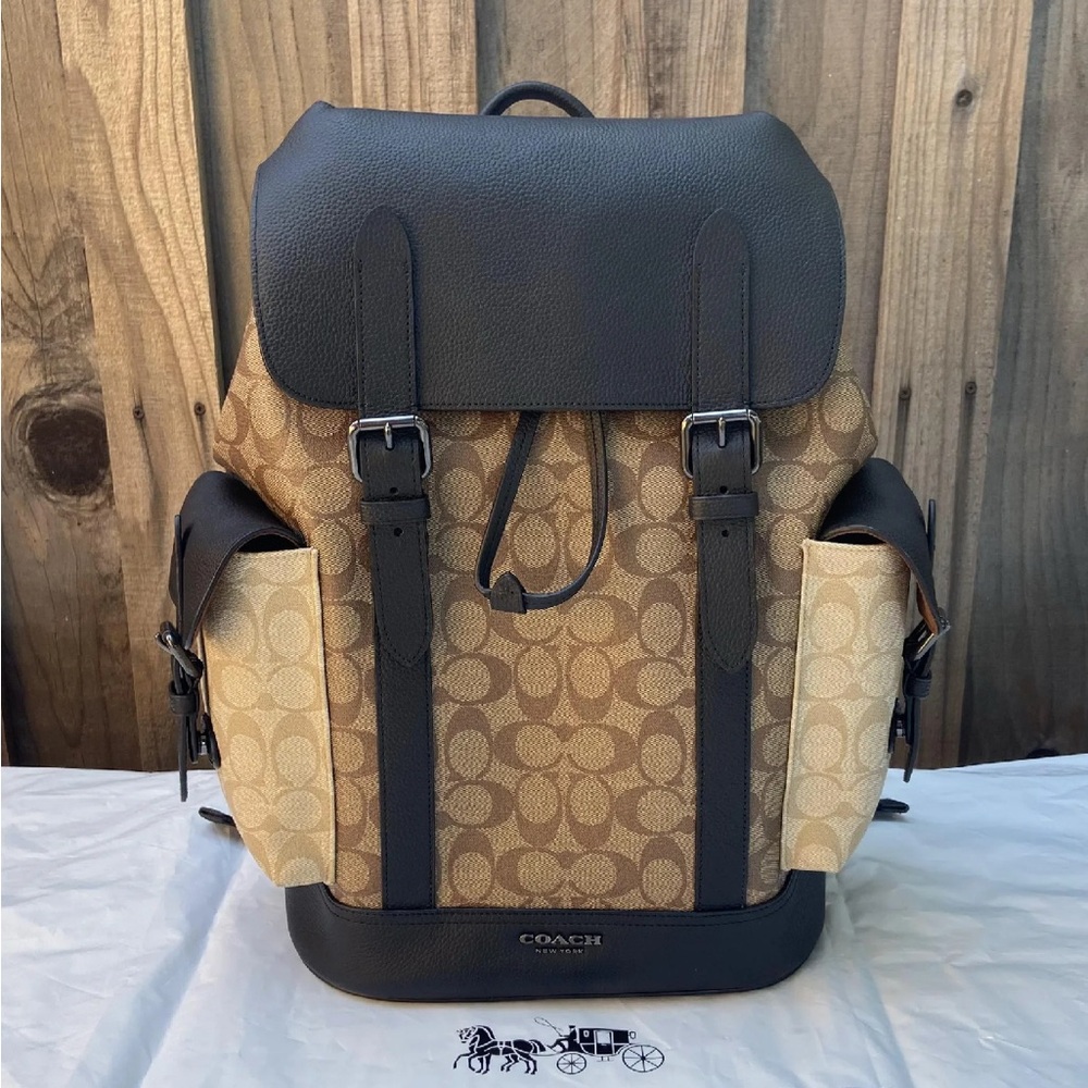 Coach Brown and Black Backpack with Signature Style